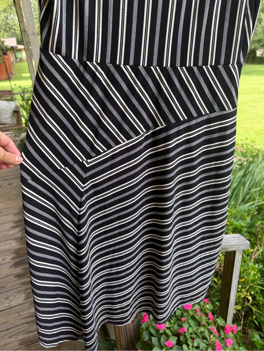 Banana Republic Black and White Striped Midi Dress - Picture 3 of 9